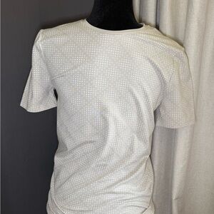 Men's EXPRESS beige Crew Neck Short Sleeve Shirt